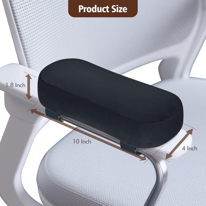 WdFour 2-Pack Non-Slip Armrest Pads for Office & Gaming Chairs - Ergonomic Forearm Support Pillow for Desk, Computer & Wheelchair, Pressure Relief Cushions (Black) - Image 2